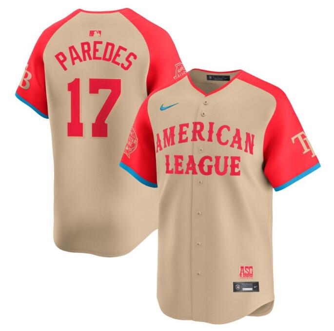 Men's American League #17 Isaac Paredes Cream 2024 All-Star Limited Stitched Jersey Men's American League #17 Isaac Paredes Cream 2024 All-Star Limited Stitched Jersey